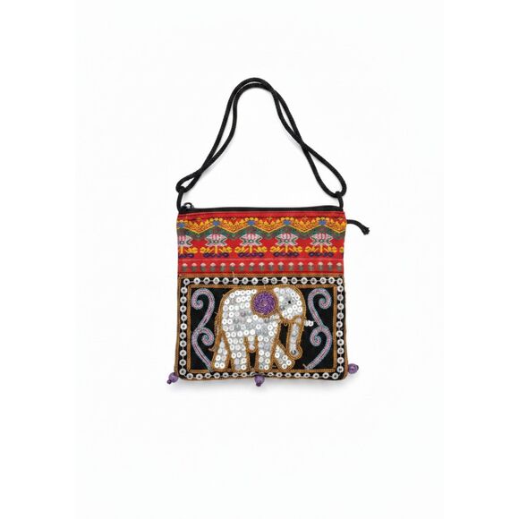 Unbranded Handbags - Elephant Sequined Coin Purse Crossbody Bag Boho Festival Thai Hippie Pink 5x4.5